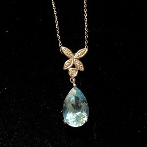 Butterfly with Large Blue Topaz Necklace